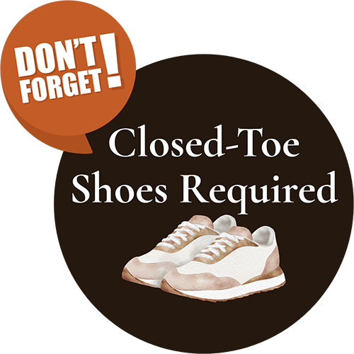 closed-toe shoes are required for axe throwing